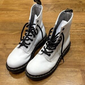 Dr. Martens White Leather Combat Boots